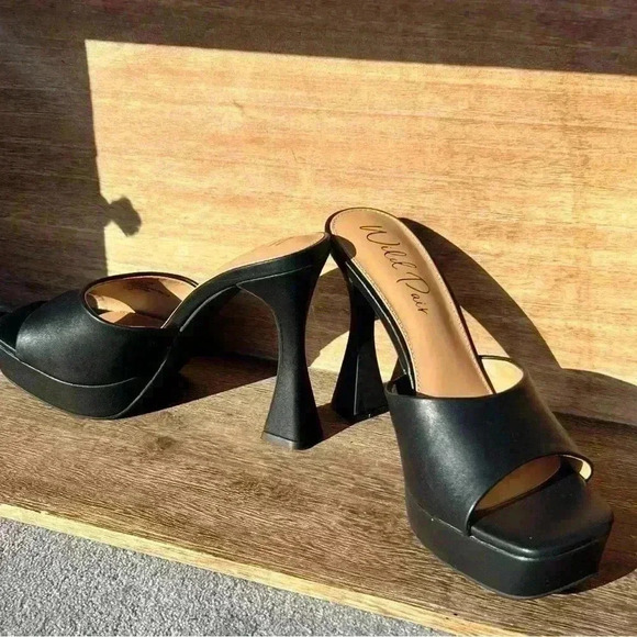 NEW Wild Pair Raja Women’s Faux Leather Peep-Toe Platform Sandals - Size 8.5 - Picture 13 of 14
